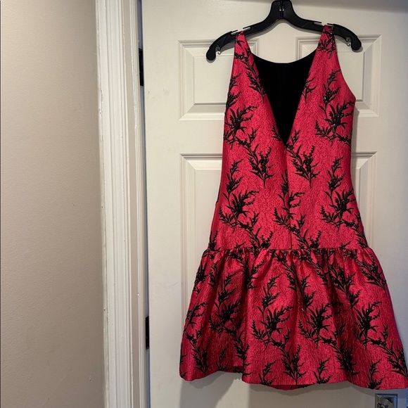 Oscar de la Renta Pink and Black Floral Dress - Picture 4 of 6